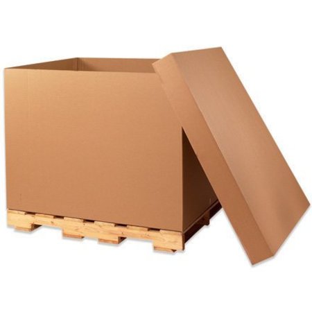 BOX PACKAGING Triple Wall Gaylord Bottom Cargo Containers, 40"L x 40"W x 40"H, Kraft GL404040TW